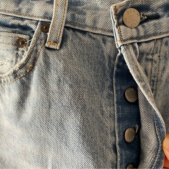 Denim Forum Jeans Pant Aritzia High Boyfriend Loose Distressed Denim Blue 24 - Picture 12 of 14